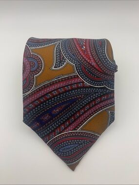 Vintage Dior Paisley Silk Tie in Red & Blue
